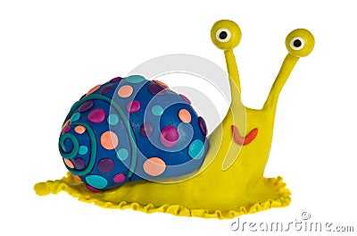 Funny plasticine Snail Stock Photo