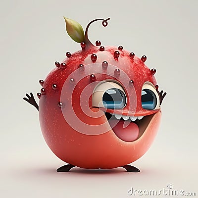 Funny Pomegranate Cartoon. Generative AI Stock Photo