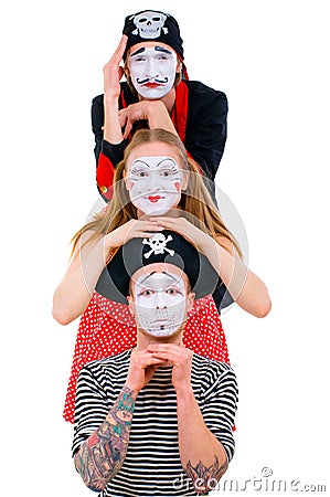 Funny portrait of mimes Stock Photo