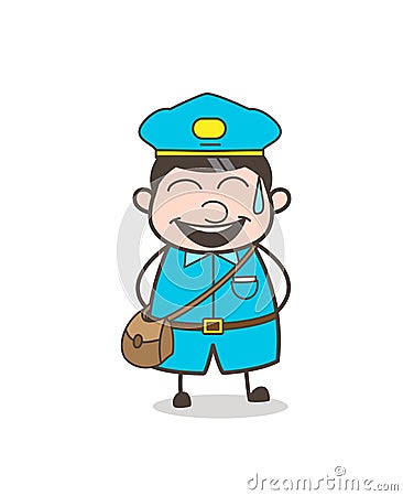 Funny Postboy Laughing Face Vector Illustration Stock Photo