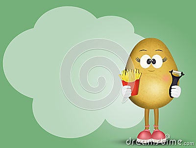 funny potato cartoon Stock Photo