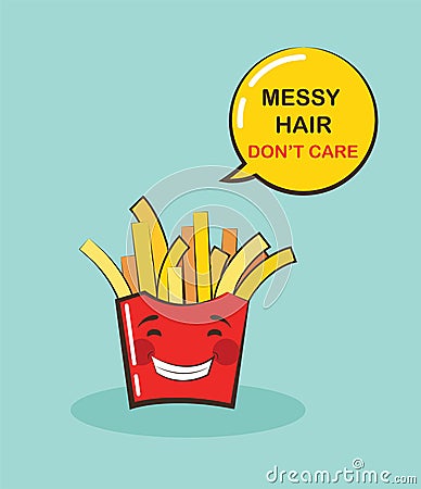 Funny potato chips character with funny quote. Cartoon face food emoji. Funny food concept. Vector Illustration