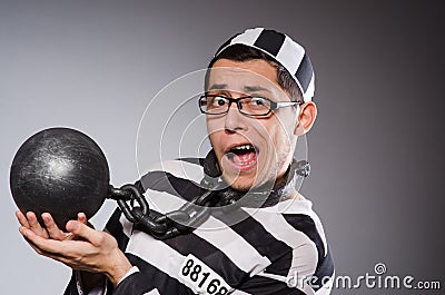 Funny prisoner in chains Stock Photo