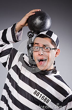 Funny prisoner in chains Stock Photo