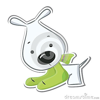Funny puppy. Isolated on white. Sticker Vector Illustration