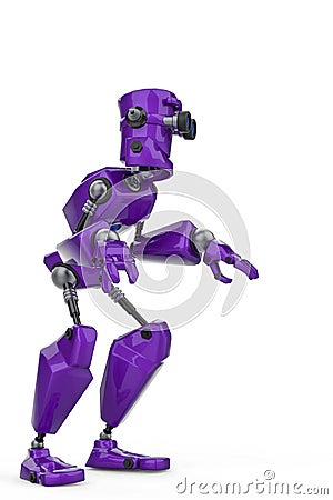 Funny purple robot cartoon doing a what is up sose in a white background Cartoon Illustration