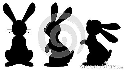 Funny rabbit black isolated silhouette on white background Vector Illustration