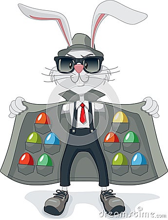 Funny Rabbit with Contraband Easter Eggs Vector Cartoon Vector Illustration