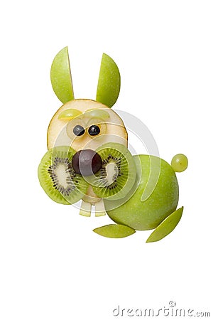 Funny rabbit made of fruits Stock Photo