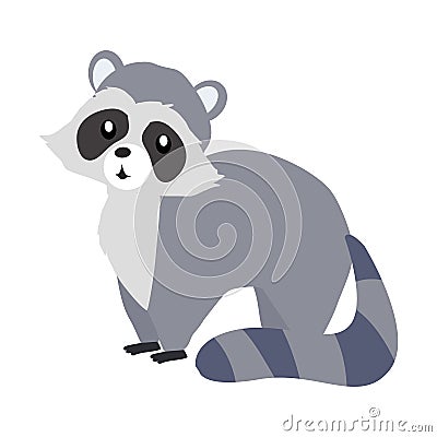 Funny Raccoon Sitting Vector Illustration