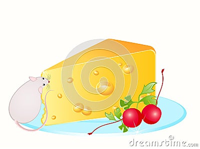 Funny rat and cheese Vector Illustration