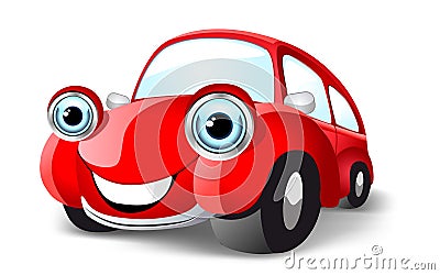 Funny red car Vector Illustration