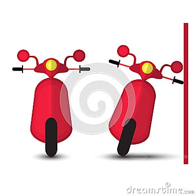 Funny Red Motobike Vector Illustration