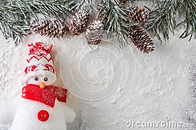 Funny red and white snowman Stock Photo