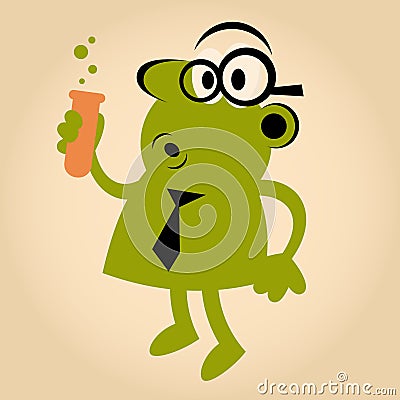 Funny retro cartoon scientist Vector Illustration