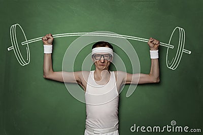 Funny retro sport nerd Stock Photo