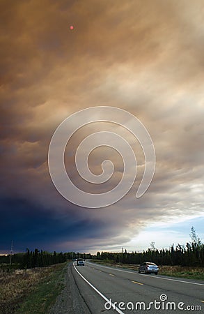 Funny River Smoke Plume over the Sterling Highway Stock Photo