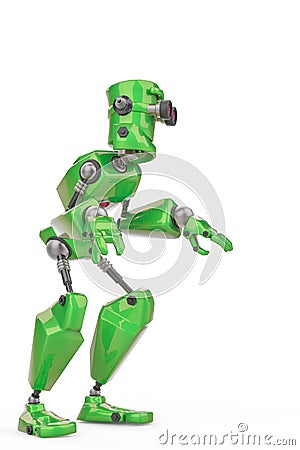 Funny robot cartoon doing a what is up sose in a white background Cartoon Illustration