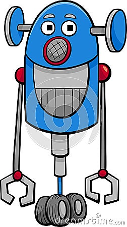 Funny robot cartoon illustration Vector Illustration