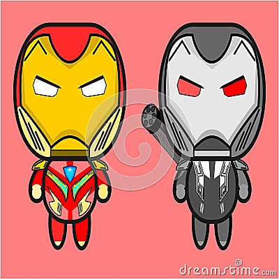 Funny robots, toys, kid, play, ironman. avenger Vector Illustration