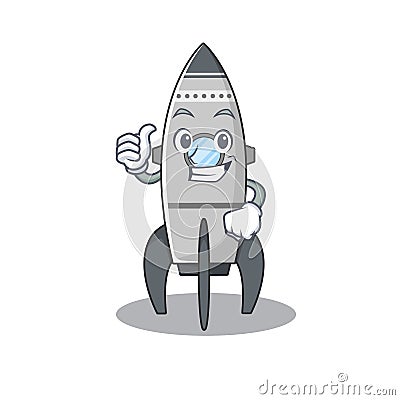 Funny rocket making in Thumbs up gesture Vector Illustration