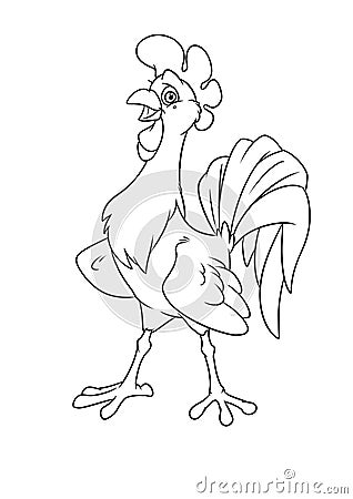 Funny rooster bird animal character cartoon illustration coloring page Cartoon Illustration