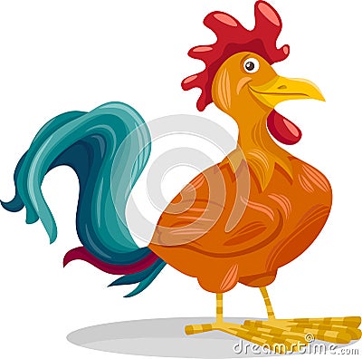 Funny rooster cartoon illustration Vector Illustration