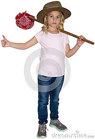 Funny Runaway Hobo, Children, Isolated Stock Photo