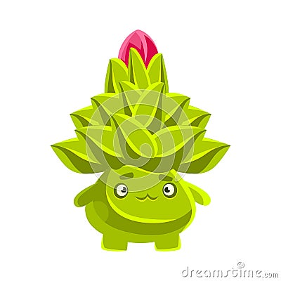 Funny sad succulent emoji. Cartoon emotions character vector Illustration Vector Illustration