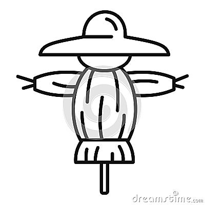 Funny scarecrow icon, outline style Vector Illustration