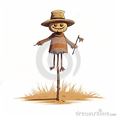 Funny Scarecrow On A Stick: A Speedpainting Style With Marc Silvestri Influence Cartoon Illustration