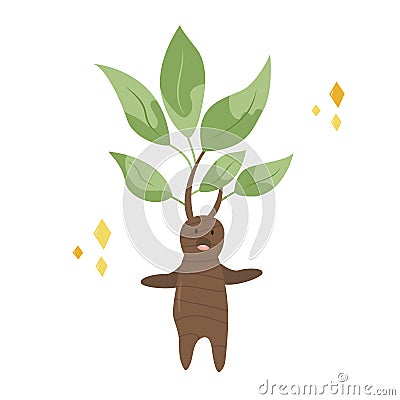 Funny screaming mandrake, a cute character design Vector Illustration