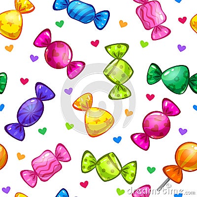 Funny seamless pattern with candies Vector Illustration