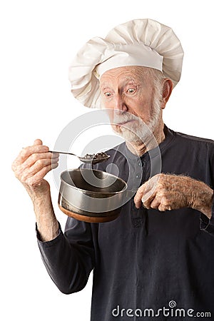 Funny senior chef Stock Photo