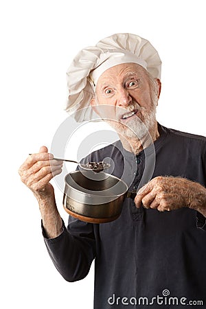 Funny senior chef Stock Photo