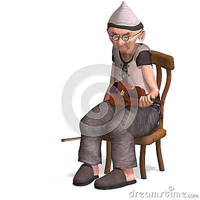 Funny senior plays the violin Stock Photo