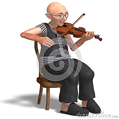 Funny senior plays the violin Stock Photo