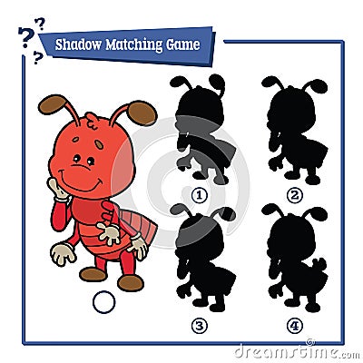 Funny shadow ant game. Vector Illustration