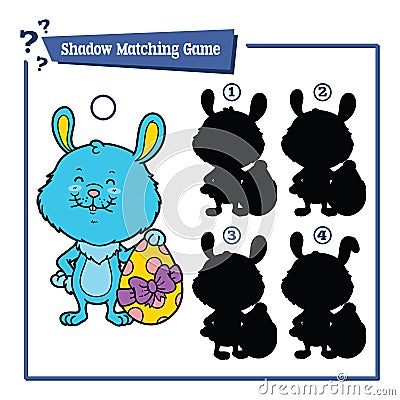 Funny shadow Easter bunny game. Vector Illustration