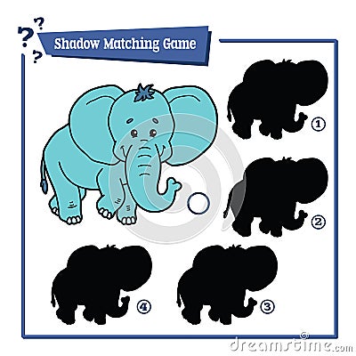 Funny shadow elephant game. Vector Illustration