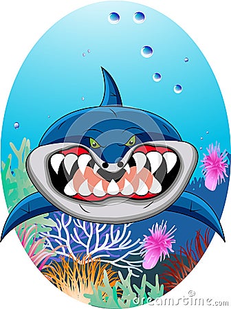 Funny shark cartoon Vector Illustration