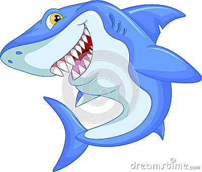 Funny shark cartoon Vector Illustration