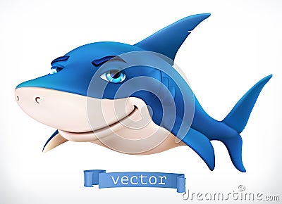 Funny shark. 3d vector icon Vector Illustration