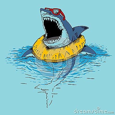 Funny shark print illustration Cartoon Illustration