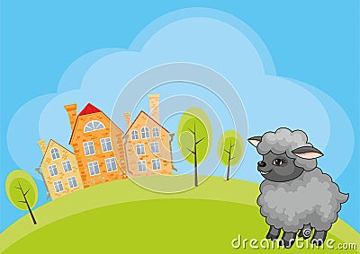 Funny sheep background Vector Illustration