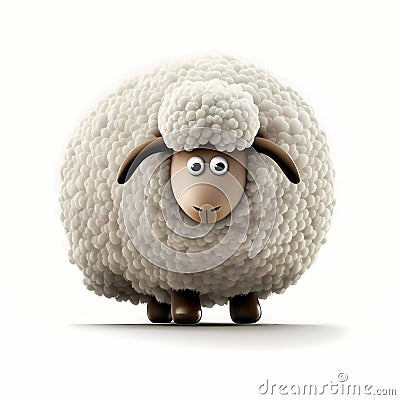 Funny Sheep Full Body Illustration. Generative AI Stock Photo