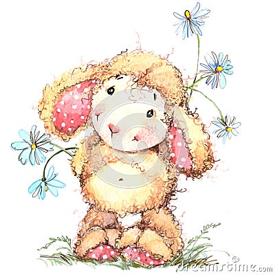 Funny sheep Cartoon Illustration