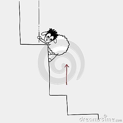 Funny sheep, moving up Vector Illustration