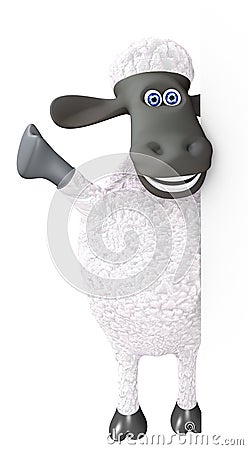 Funny sheep showing a right blank space Stock Photo