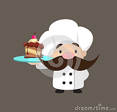 Funny Short Chef - Presenting a Cake Stock Photo